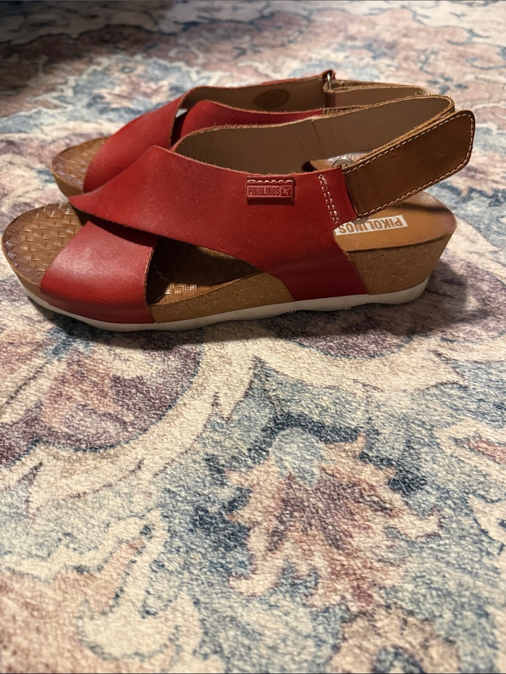 PIKOLINOS Red Leather Crisscross Slingback Sandals - Picture 2 of 7